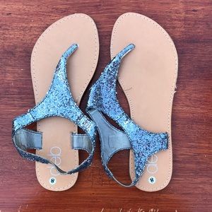 Deb silver chunky glittered strappy sandals